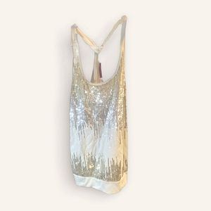 White tank top kids size with silver sparkles